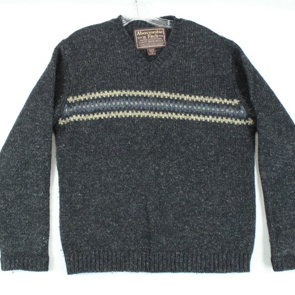 Abercrombie & Fitch Sweater Men's Medium 100% Wool Heavy Weight Long Sleeve - Picture 2 of 15